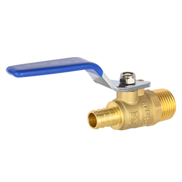 1/2" PEX Crimp X 1/2" MNPT Ball Valve, Blue (Lead Free) Plumbingsell