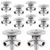10 Pcs 1/2" PEX Crimp x 3/8" ODx 3/8" OD Compr. Dual Angle Stop Valve, Multi Turn (Lead Free) Plumbingsell