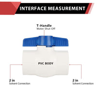 10 Pcs 2" PVC Ball Valve, Solvent Weld, Sch. 40