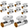 10 Pcs 1/2" Sweat x 3/8" OD Compr. Straight Stop Valve, 1/4 Turn (Lead Free) Plumbingsell