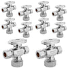10 Pcs 5/8" OD Compr. x 3/8" OD Compr. x 3/8" OD Compr. Dual Outlet Angle Stop Valve, 1/4 Turn (Lead Free) Plumbingsell
