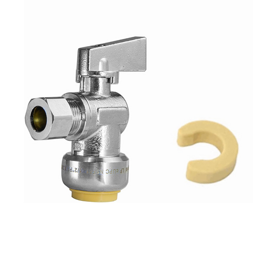 10 Pcs 1/2" Push Connect x 3/8" OD Compr. Unigold Push Fit Angle Stop Valve, 1/4 Turn (Lead Free) Plumbingsell