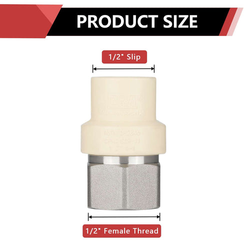1/2" CPVC x Female Stainless Steel Adapter (Lead Free)