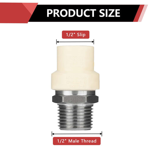 1/2" CPVC x Male Stainless Steel Adapter (Lead Free)