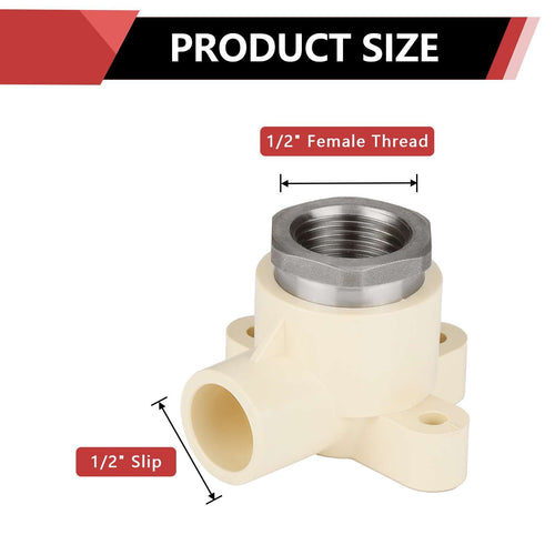 1/2" CPVC x Female NPT (Stainless Steel) Drop-Ear Elbow