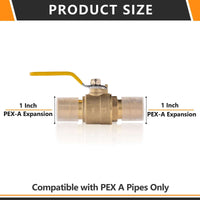 10 Pcs 1" PEX Expansion Ball Valve, Yellow (Lead Free) Plumbingsell