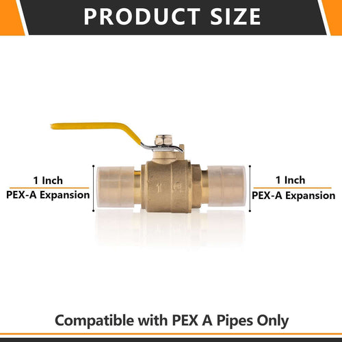 10 Pcs 1" PEX Expansion Ball Valve, Yellow (Lead Free) Plumbingsell
