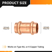 30 Pcs 3/4" Press Copper Coupling w/Stop (Lead Free)