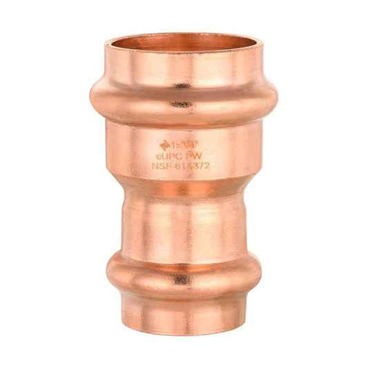 1" x 3/4" Copper Press x Press Coupling NO Stop (Lead Free) Plumbingsell