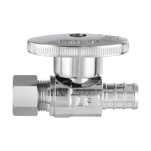 10 Pcs 1/2" PEX Crimp x 3/8" OD Compr. Straight Stop Valve, 1/4 Turn (Lead Free) Plumbingsell