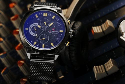 Men's Multifunction Analog Quartz Watches Waterproof Wrist Watch With Stainless Steel Mesh Band Excellent Design Perfect Gift