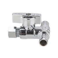 10 Pcs 1/2" PEX Crimp x 1/2" PEX Crimp x 3/8" OD Compr. Tee Stop Valve, 1/4 Turn (Lead Free) Plumbingsell