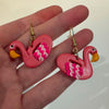 Handcrafted Flamingo Earrings by Red Leaves Studio
