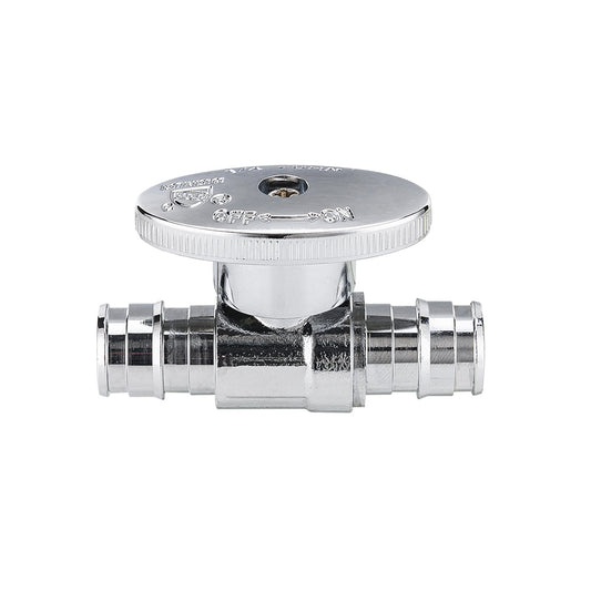 1/2" x 1/2" PEX Expansion Straight Stop Valve, 1/4 Turn (Lead Free) Plumbingsell