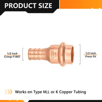1/2" Press Copper x 1/2" PEX-B Crimp Adapter (Lead Free)