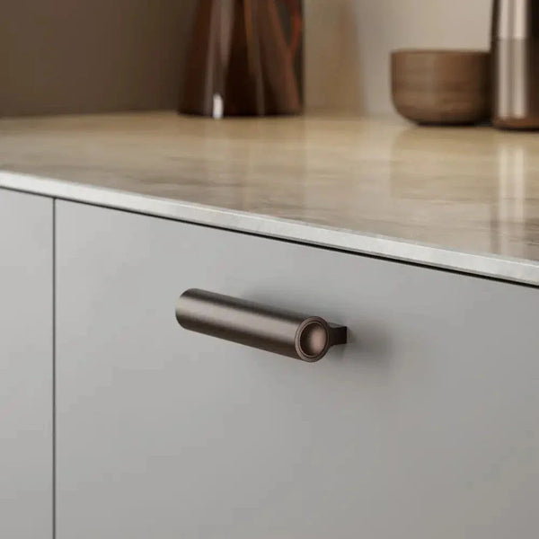 Dark Bronze "Lucente" Tubular Drawer Pulls Euro • Knobs