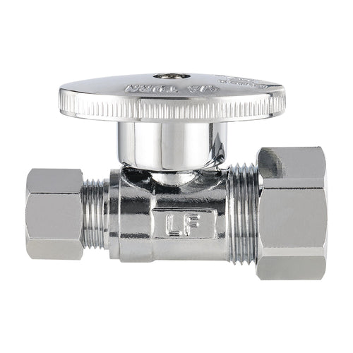 1/2" Nominal (5/8" OD) Compr. x 3/8" OD Compr. Straight Stop Valve, 1/4 Turn (Lead Free) Plumbingsell