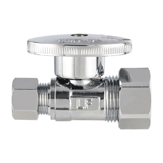 1/2" Nominal (5/8" OD) Compr. x 3/8" OD Compr. Straight Stop Valve, 1/4 Turn (Lead Free) Plumbingsell