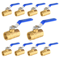 10 Pcs 1/2" FNPT Ball Valve, Blue (Lead Free)