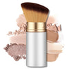 Retractable Kabuki Travel Makeup Brush, All-in-One | Ultra-soft dense bristles for powder, blush & foundation. Protective cap for mess-free travel (Color - White)
