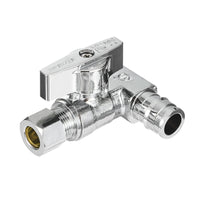 1/2" PEX Expansion x 1/2" PEX Expansion x 3/8" OD Compr. Tee Stop Valve, 1/4 Turn (Lead Free) Plumbingsell