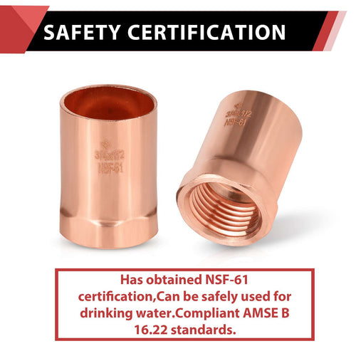 3/4" C x 1/2" FNPT Copper Female Adapter Plumbingsell