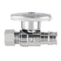 10 Pcs 1/2" PEX Expansion x 3/8" OD Compr. Straight Stop Valve, 1/4 Turn (Lead Free) Plumbingsell