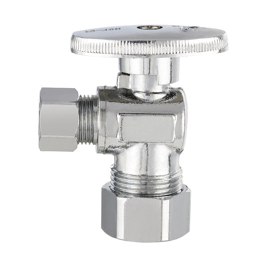 1/2" Nominal (5/8" OD) Compr. x 3/8" OD Compr. Angle Stop Valve, 1/4 Turn (Lead Free) Plumbingsell