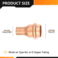 3/4" Press Copper x 3/4" PEX Crimp Adapter (Lead Free) Plumbingsell