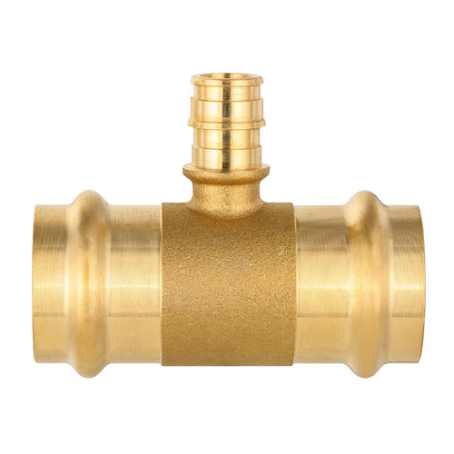 1" x 1" x 3/4" Copper Press x Copper Press x PEX Expansion Brass Tee (Lead Free)