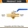 10 Pcs 3/4" PEX Expansion Drop Ear Ball Valve, Blue (Lead Free)