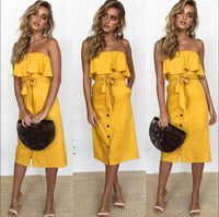 Summer Sun Strapless Button-Down Dress