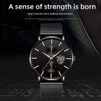 Black 3Bar Watch Men Women'S Watches Ladies Watch With Crystals  Fashion Stainless Steel Band Comfortable Wristwatch