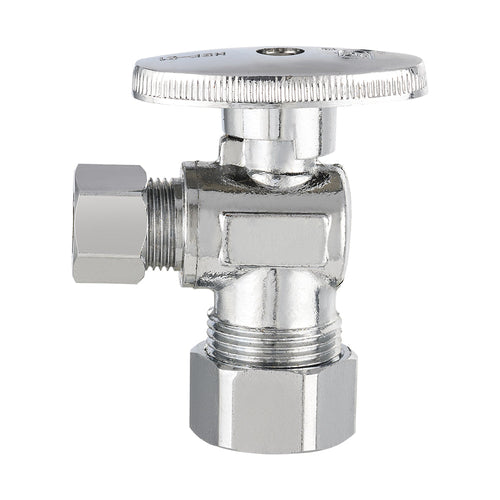10 Pcs 1/2" Nominal (5/8" OD) Compr. x 3/8" OD Compr. Angle Stop Valve, 1/4 Turn (Lead Free) Plumbingsell