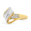 10K Yellow and White Gold 1/10 Cttw Baguette and Round-Cut Diamond Bypass Ring (I2 Color, H-I Clarity) - Size 7