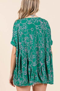 Mittoshop Abstract Print Round Neck Short Sleeve Top