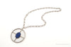 Antique Lapis Lazuli Modernist Style Large Pendant Silver Necklace