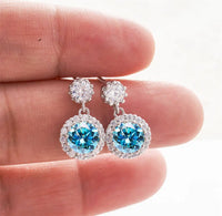 1CT 2Pcs D-Color Moissanite Drop Earrings 925 Sterling Silver With Certificate