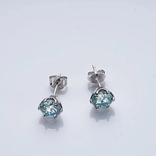 1ct-4ct D Color VVS1 3EX Round Moissanite Stud Earrings Platinum Plated 925