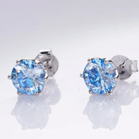 1ct-4ct D Color VVS1 3EX Round Moissanite Stud Earrings Platinum Plated 925