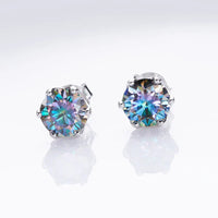 1ct-4ct D Color VVS1 3EX Round Moissanite Stud Earrings Platinum Plated 925
