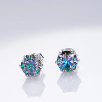 1ct-4ct D Color VVS1 3EX Round Moissanite Stud Earrings Platinum Plated 925