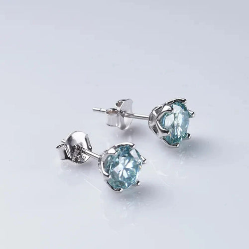1ct-4ct D Color VVS1 3EX Round Moissanite Stud Earrings Platinum Plated 925