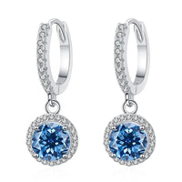 1Ct 6.5mm Blue Green Moissanite Drop Earrings For Women S925 Sterling