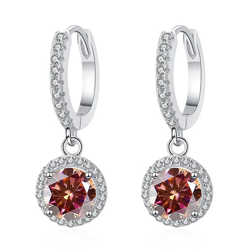 1Ct 6.5mm Blue Green Moissanite Drop Earrings For Women S925 Sterling