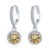 1Ct 6.5mm Blue Green Moissanite Drop Earrings For Women S925 Sterling