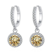 1Ct 6.5mm Blue Green Moissanite Drop Earrings For Women S925 Sterling