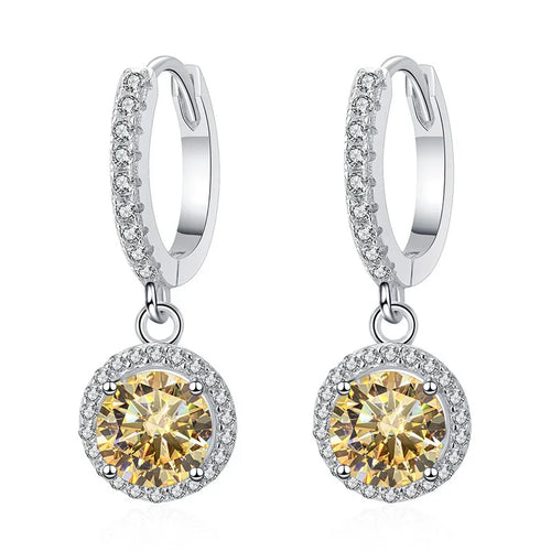 1Ct 6.5mm Blue Green Moissanite Drop Earrings For Women S925 Sterling