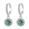 1Ct 6.5mm Blue Green Moissanite Drop Earrings For Women S925 Sterling