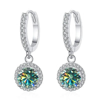 1Ct 6.5mm Blue Green Moissanite Drop Earrings For Women S925 Sterling